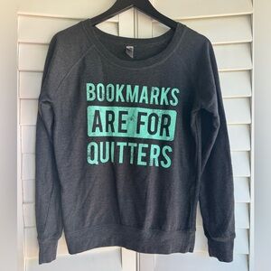 Gray Sweater with Teal Print